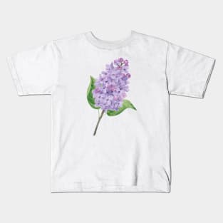 Purple Lilac Flower Watercolour Painting Kids T-Shirt